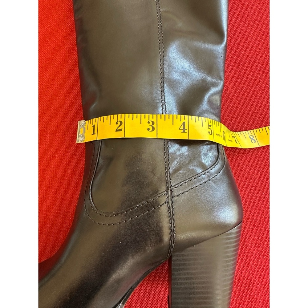 Mango Black Leather Western Knee-High Heeled Boots, NWT, 7.5 - Picture 11 of 13